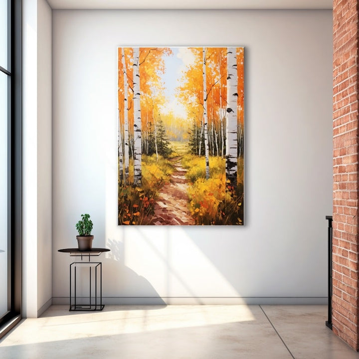 Tableau Bouleaux Automne, art mural décoration nature