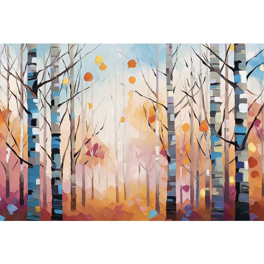 Tableau Contemporain Bouleaux, art mural décoration nature