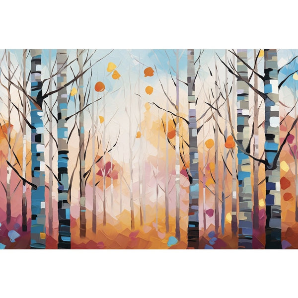 Tableau Contemporain Bouleaux, art mural décoration nature