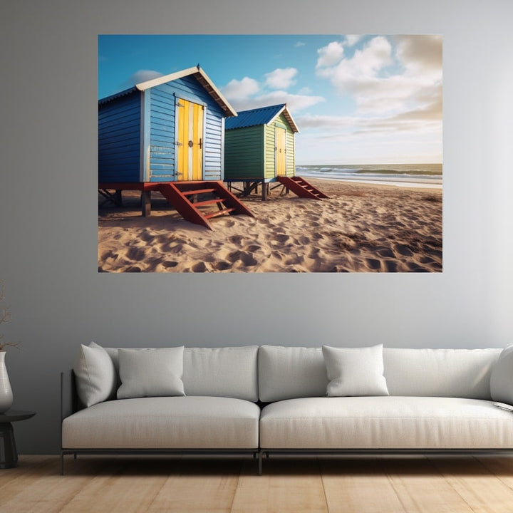 Tableau Cabine de Plage, art mural décoration nature