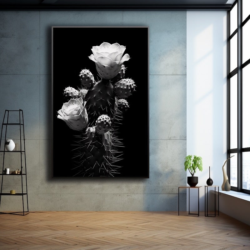 Tableau Cactus Noir Et Blanc