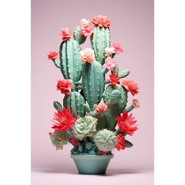 Tableau Cactus Rose Vert