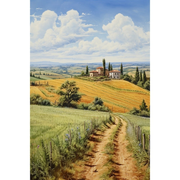 Tableau Campagne Fin Été en Toscane, art mural décoration nature