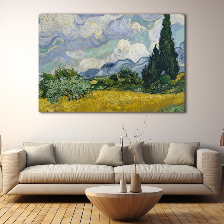 Tableau Campagne Van Gogh, art mural décoration nature