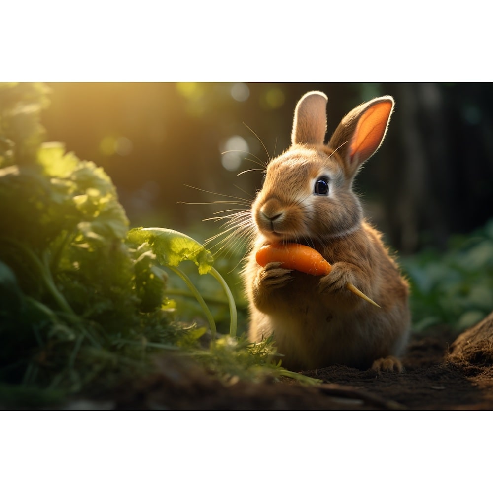Tableau Lapin Carottes, art mural décoration nature