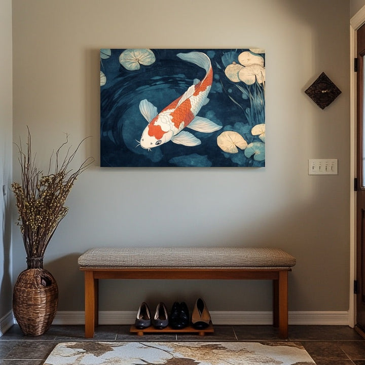 Tableau Carpe Koi, art mural décoration nature