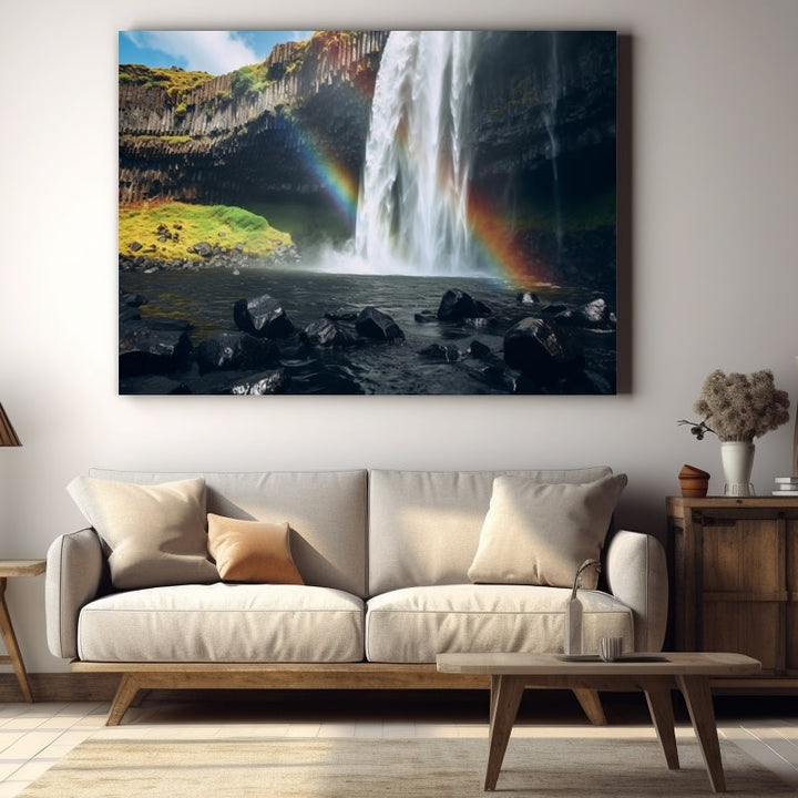 Tableau Cascade Arc-En-Ciel, art mural décoration nature