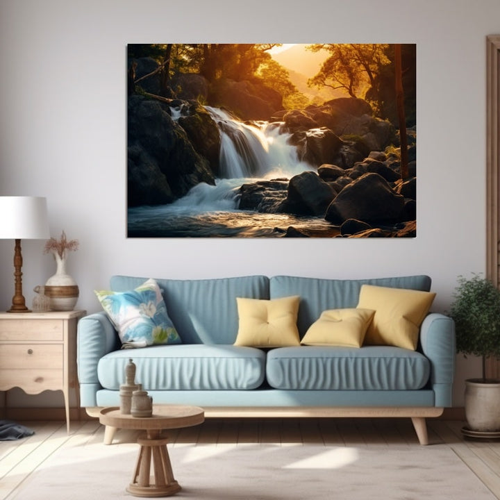 Tableau Cascade D'Eau Nature, art mural décoration nature