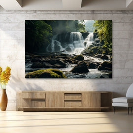 Tableau Cascade en Forêt Tropicale, art mural décoration nature