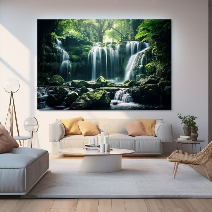 Tableau Cascade Feng Shui, art mural décoration nature