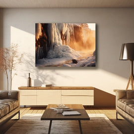 Tableau Cascade Givrée, art mural décoration nature