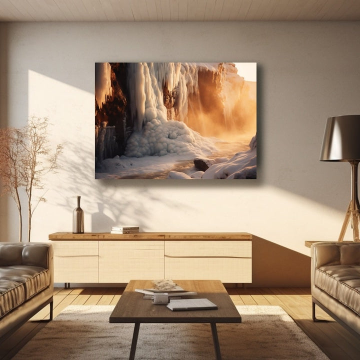 Tableau Cascade Givrée, art mural décoration nature
