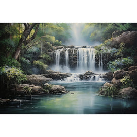 Tableau de Cascade en Peinture, art mural décoration nature