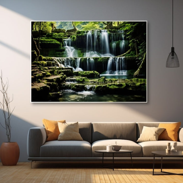 Tableau Cascade Verdure, art mural décoration nature