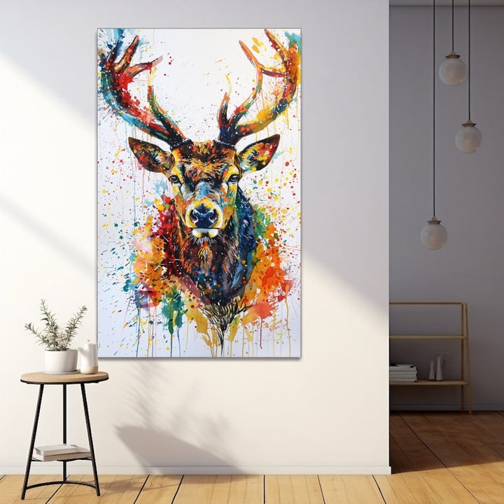 Tableau Cerf Coloré, art mural décoration nature