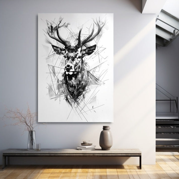 Tableau Cerf Graphique, art mural décoration nature