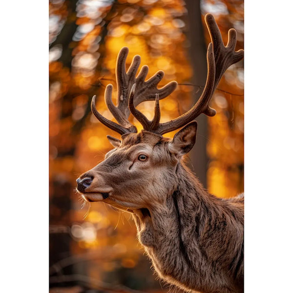 Tableau Cerf Majestueux en Forêt d'Automne, art mural décoration nature