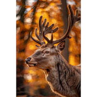Thumbnail for Tableau cerf majestueux aux grands bois en forêt d'automne