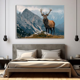 Tableau Cerf Montagne, art mural décoration nature