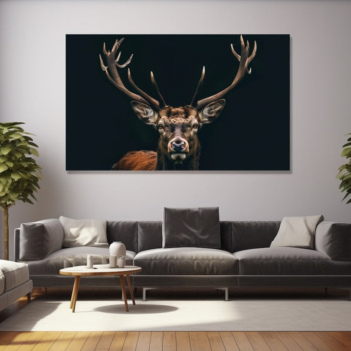 Tableau Cerf Noir, art mural décoration nature
