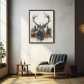 Tableau Cerf Scandinave, art mural décoration nature