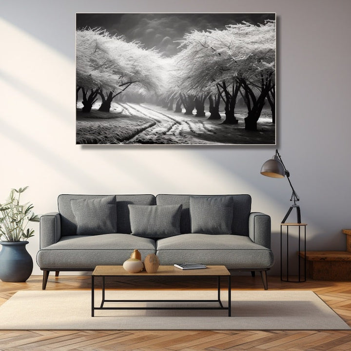 Tableau Cerisier Japonais Noir Et Blanc