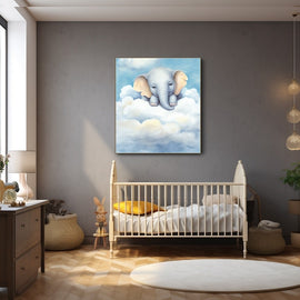 Tableau Chambre Bébé Éléphant, art mural décoration nature