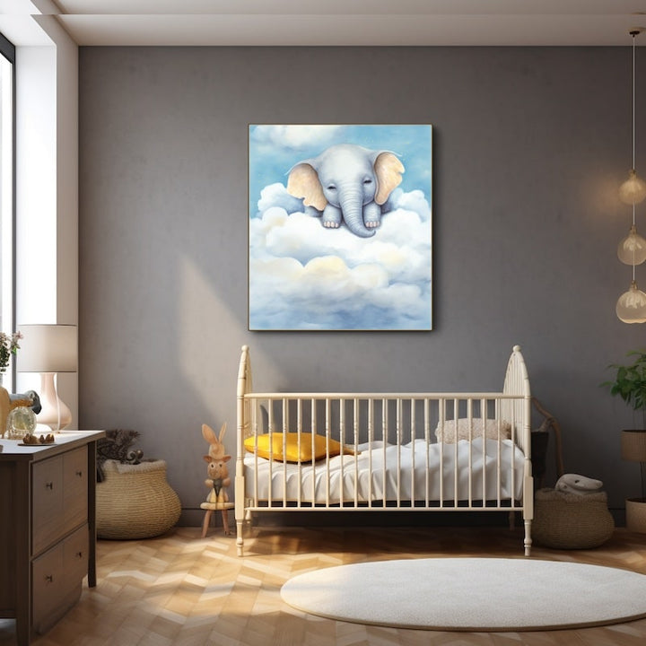 Tableau Chambre Bébé Éléphant, art mural décoration nature
