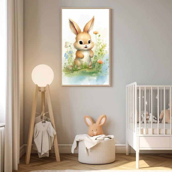 Tableau Chambre Bébé Lapin Couleur, art mural décoration nature