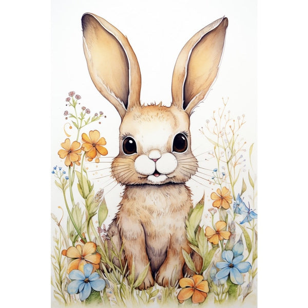 Tableau Peinture Chambre Bébé Lapin, art mural décoration nature