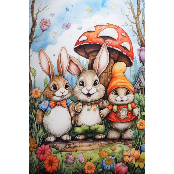 Tableau Lapin Chambre Bébé, art mural décoration nature
