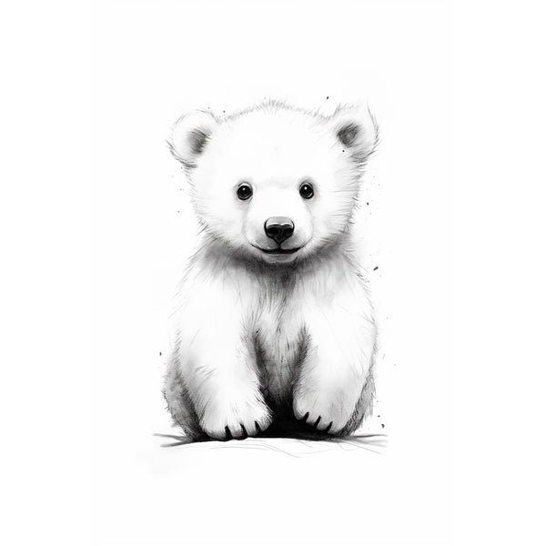Tableau Chambre Bébé Ours Noir et Blanc, art mural décoration nature