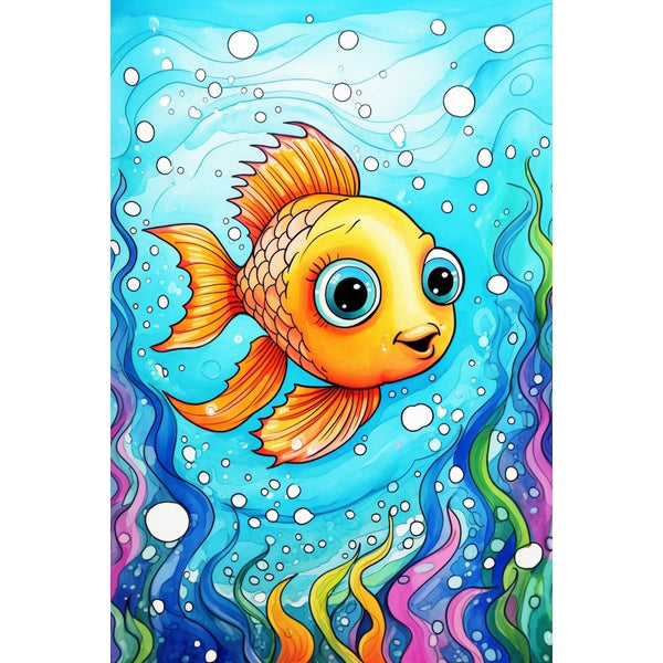 Tableau Poisson Doré pour Enfant, art mural décoration nature
