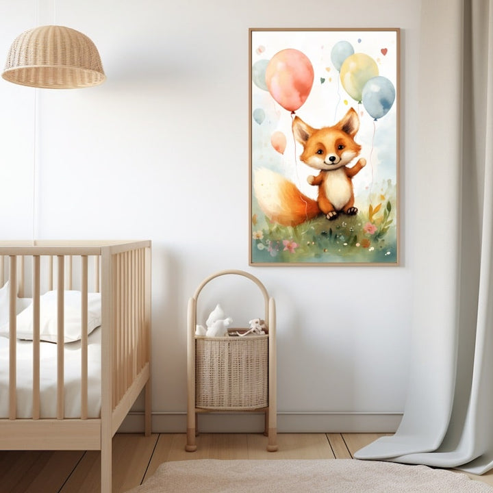 Tableau Chambre Bébé Renard, art mural décoration nature