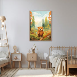 Tableau Chambre Enfant Ours Forêt, art mural décoration nature