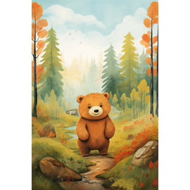 Tableau Chambre Enfant Ours Forêt, art mural décoration nature