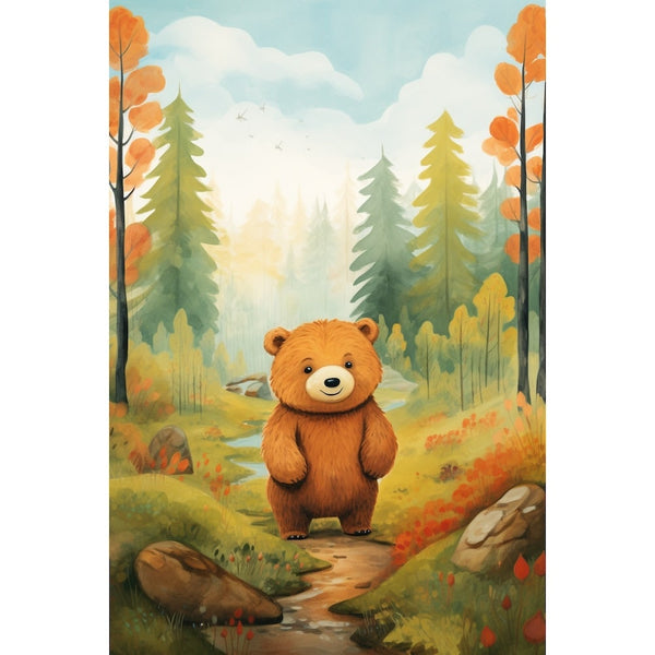 Tableau Chambre Enfant Ours Forêt, art mural décoration nature