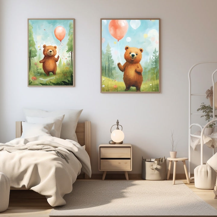 Tableau Chambre Enfant Ours, art mural décoration nature