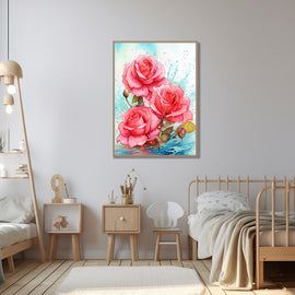 Tableau Chambre Fille Rose, art mural décoration nature