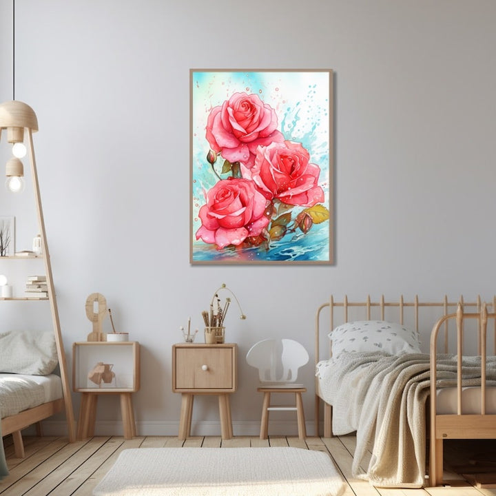 Tableau Chambre Fille Rose, art mural décoration nature