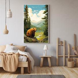 Tableau Chambre Garçon Ours, art mural décoration nature