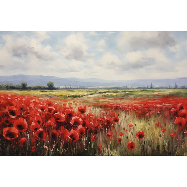 Tableau Champ de Coquelicots Ensoleillé, art mural décoration nature