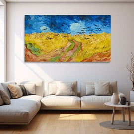 Tableau Champ de Blé Aux Corbeaux, art mural décoration nature