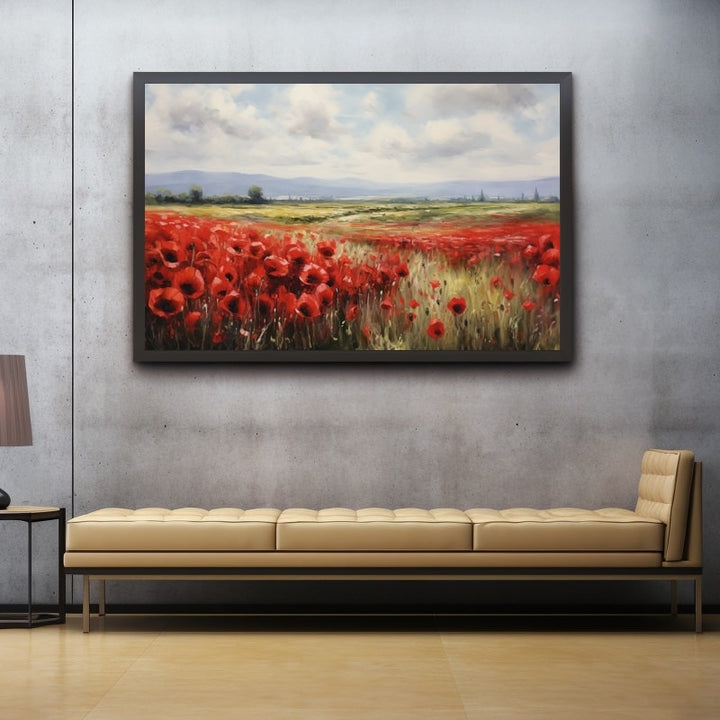 Tableau Champ de Coquelicots Ensoleillé, art mural décoration nature