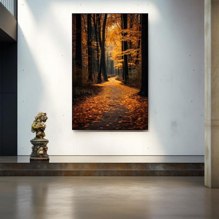 Tableau Sentier Forestier en Automne, art mural décoration nature