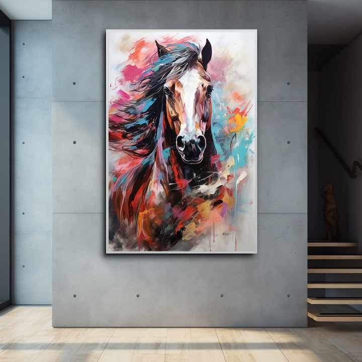 Tableau Cheval Abstrait, art mural décoration nature