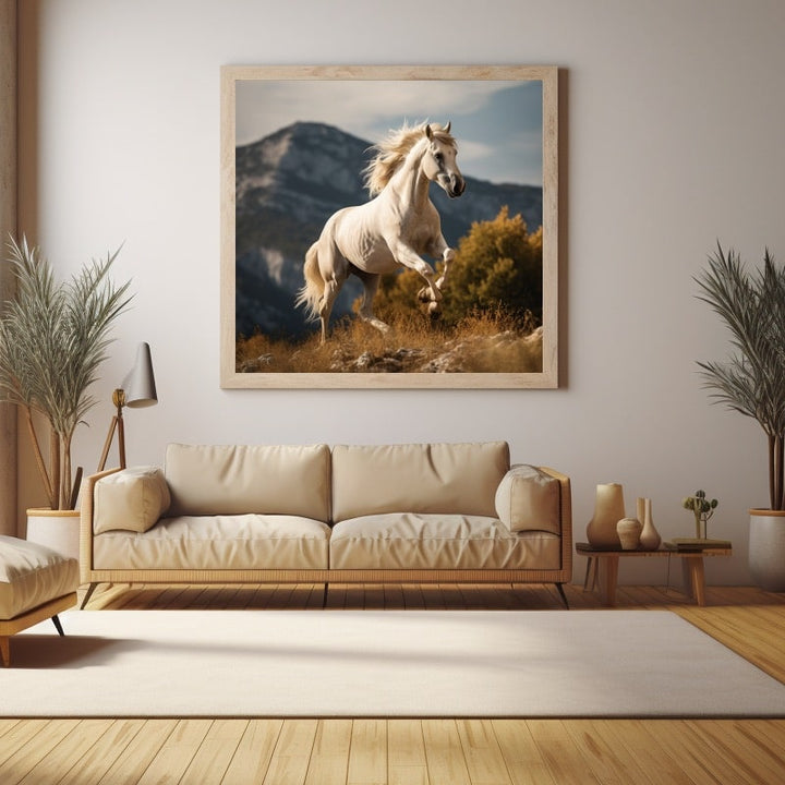 Tableau Étalon Blanc, art mural décoration nature