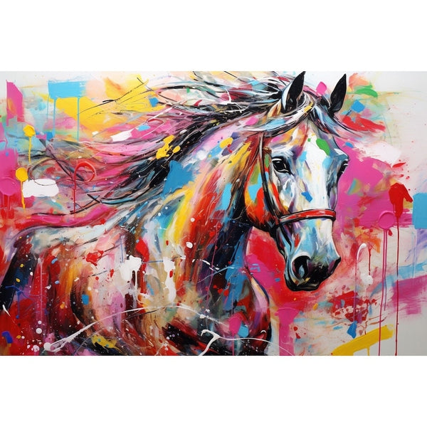 Tableau Cheval Coloré, art mural décoration nature