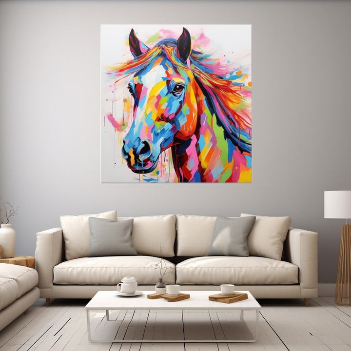 Tableau Cheval Multicolore, art mural décoration nature