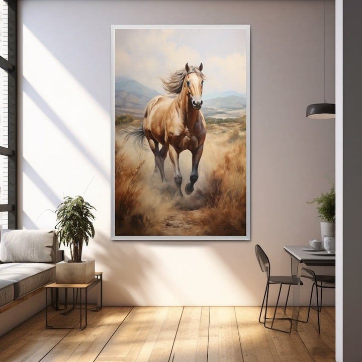 Tableau Étalon Alezan au Galop, art mural décoration nature